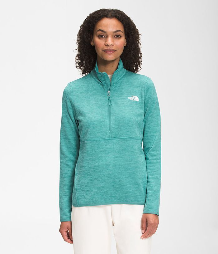 The North Face Womens Pullover Canyonlands ¼ Zip 893TVOPEZ - Green